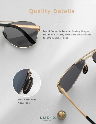 Vista 4 de LUENX - Lentes de sol polarizadas con protección UV 400 para hombre y mujer, incluye funda