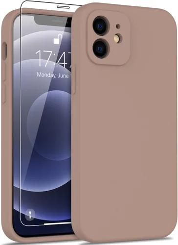 Vista 49 de DEENAKIN Funda de silicona compatible con iPhone 12 con protector de pantalla, mejora la protección de la cámara, funda protectora suave y flexible