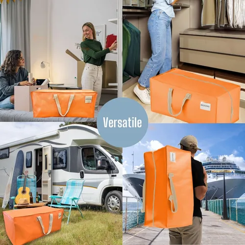 Vista 6 de VENO Paquete de 6 bolsas de mudanza resistentes con correas de mochila, cremalleras y asas, bolsas de embalaje extragrandes para artículos