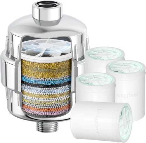 Vista 16 de Filtro de ducha R7 de alta capacidad, filtro de agua de ducha para agua dura, elimina 99.99% del cloro, metales pesados, suavizante de agua