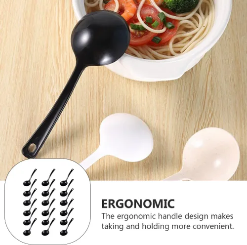 Vista 4 de UPKOCH Cucharas de sopa desechables grandes de plástico, cucharón de papilla, cucharón de papilla, cucharas para servir cucharas para fideos ramen
