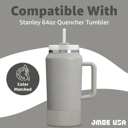 Vista 2 de Jmoe USA Funda para vaso Stanley Quencher H2.0 FlowState de 64 onzas con asa, silicona sin BPA, protector de funda para la parte inferior