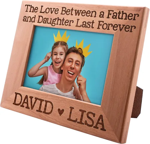 Vista 5 de Marco de fotos personalizado para regalos de papá, marco de fotos de madera de 5 x 7 pulgadas, gran regalo para el día del padre, cumpleaños