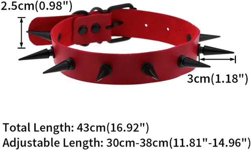 Vista 2 de FM FM42 Unisex Multicolor Simulated Leather PU Black-toneSilver-tone Spikes Rivets Spiked Punk Rock Gothic Choker Collar Necklace