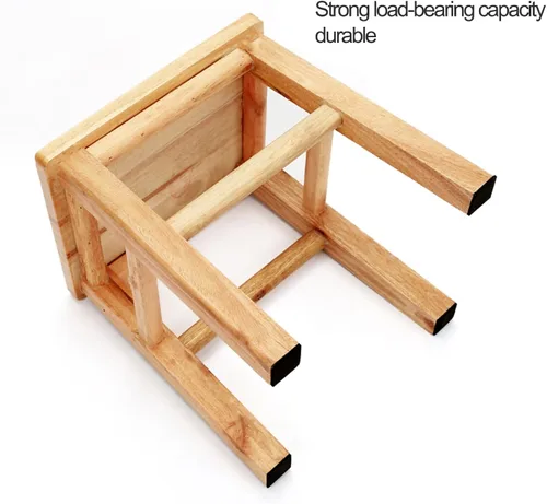 Vista 3 de XJHOME Taburete de madera maciza, taburete de madera maciza, taburete resistente, banco de madera, soporte para plantas, taburete de pesca, taburete