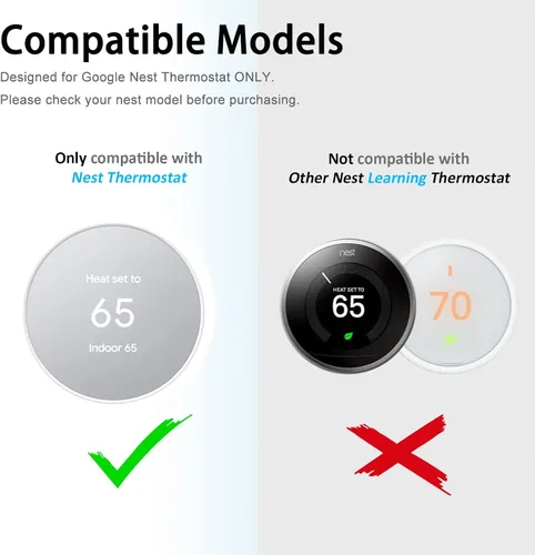 Vista 2 de Miimall Compatible con el kit de ajuste de termostato Google Nest, cubierta de placa de pared de termostato de silicona para huellas dactilares