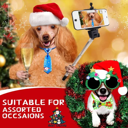 Vista 3 de Eccliy 120 piezas de pajarita de perro de Navidad a granel, decoración de Bonito estilo.