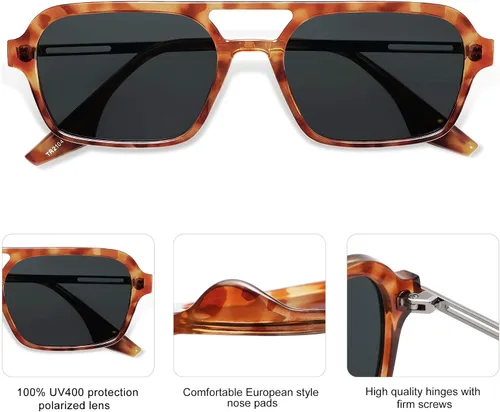 Vista 4 de SOJOS Vintage Polarized Aviator Sunglasses for Women Men 70s Retro Flat Narraw Rectangular Womens Glasses SJ2186