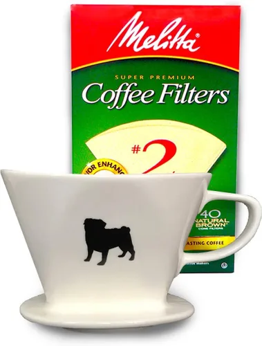 Vista 10 de Simply Charmed Dachshund - Café de cerámica para verter o gotear con caja completa de 40 filtros Melitta Brown tamaño #2