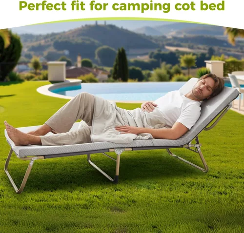 Vista 4 de Jamdok Colchón de espuma de enfriamiento para campamento, almohadilla de dormir impermeable con bolsa de transporte, cubrecolchón de cuna