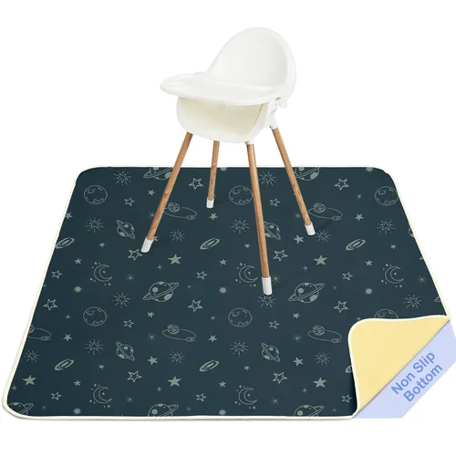 Vista 9 de Basumee Tapete de salpicaduras para silla de bebé, impermeable, tapete de juego para debajo de la silla alta, tapete para atrapar alimentos