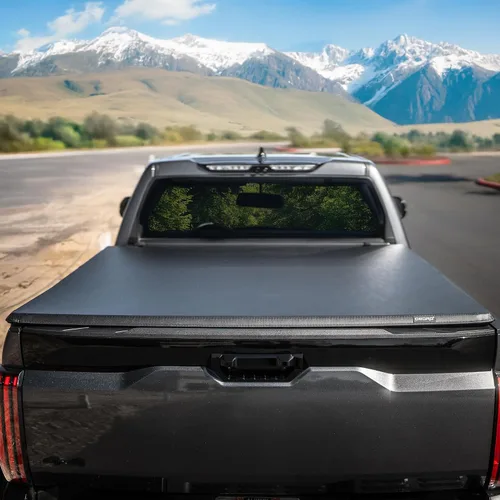 Vista 6 de oEdRo - Cubierta suave de tres pliegues para plataforma de camioneta, compatible con Toyota Tacoma 2005-2015 con plataforma Fleetside de 5 pies