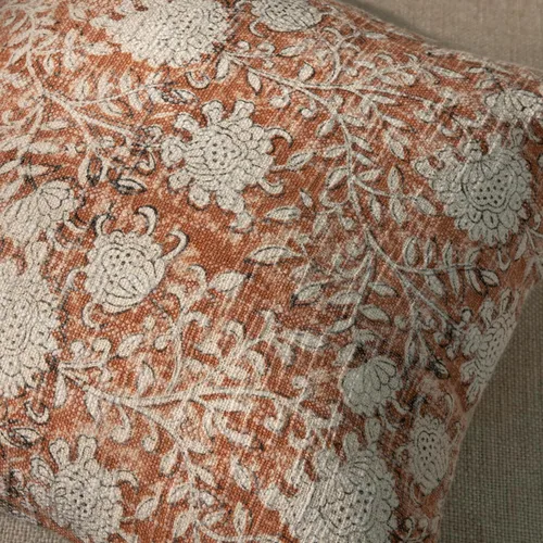 Vista 4 de Juego de 2 fundas de almohada decorativas de algodón indio vintage con estampado a mano (marrón ladrillo, 18 x 18 pulgadas (paquete de 2))