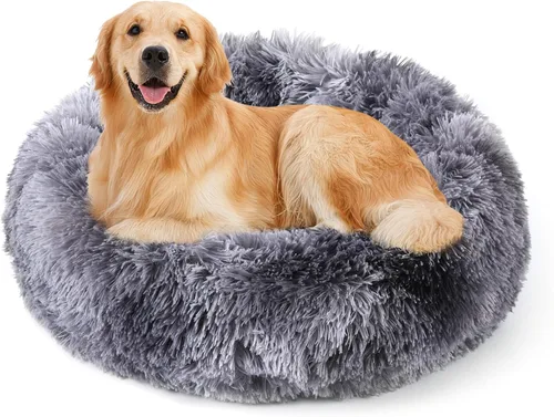 Vista 19 de NOYAL Cama Calmante en Forma de Rosquilla para Perros Pequeños a Medianos y Gatos - Cama de Mascotas de Felpa Sintética Anti-Ansiedad con Funda