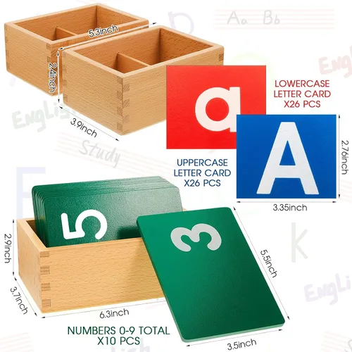 Vista 2 de Henoyso 3 juegos de letras de papel de lija con cajas inferiores y mayúsculas, papel de lija sensorial, letras táctiles del alfabeto para Brillante