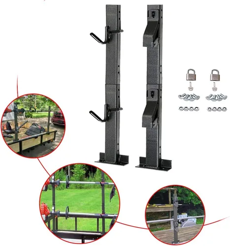 Vista 6 de ELITEWILL Portarecortadoras con cerradura para 2 lugares, soporte de línea de corte, compatible con soportes de remolques de paisajismo abiertos