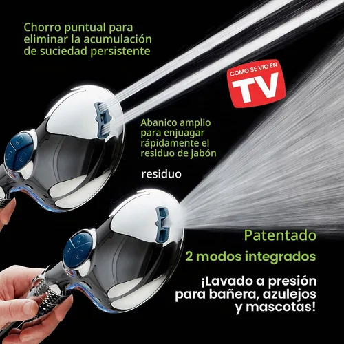 Vista 3 de AquaCare 4X 10-Mode High Pressure Hand Shower w/Filter & 2-mode Power Wash