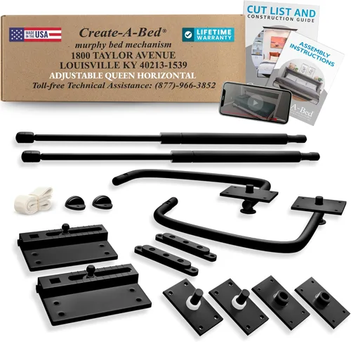 Vista 9 de Create-A-Bed Kit de cama Murphy de lujo ajustable tamaño individual, horizontal