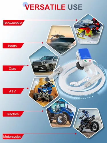 Vista 6 de Bomba de transferencia de combustible de 3.2 GPM, USB tipo C y batería AA, bomba de líquido portátil de manguera de 51 pulgadas con sensor de parada
