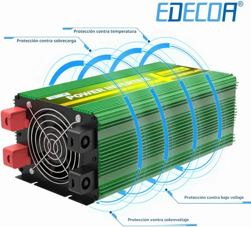 Vista 5 de EDECOA Inversor de corriente de onda sinusoidal pura de 3000 W 3000 vatios CC 12 V a 110 V 120 V AC inversor solar con 3 salidas y bloque