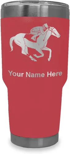 Vista 38 de LaserGram Vaso aislado al vacío de 20 onzas, carreras de caballos, grabado personalizado incluido (negro)