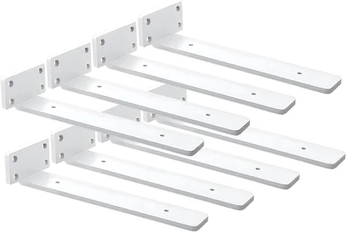 Vista 20 de Paquete de 4 soportes de estante flotantes de 4 pulgadas, soporte de estante oculto de 1/5 pulgadas de grosor, soportes de metal de hierro