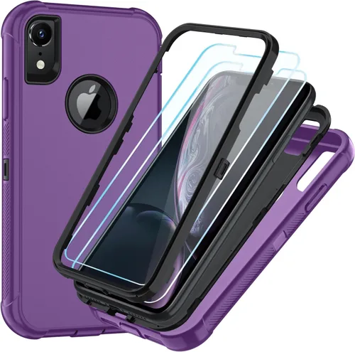 Vista 14 de SunStory Funda compatible con iPhone Xs/X con protector de pantalla HD, 3 capas de alta resistencia de cuerpo completo, funda protectora híbrida 3