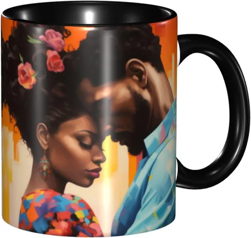 Vista 35 de Taza de café, taza de té para mujeres y niñas, taza de diseño único, perfecta para regalos, mujeres afroamericanas afro