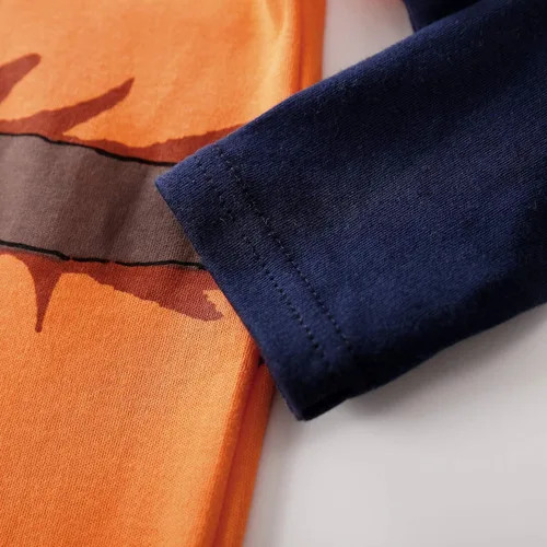 Vista 4 de Mameluco de algodón para recién nacido, para cosplay, ropa de una pieza para niño, Naranja&Azul marino