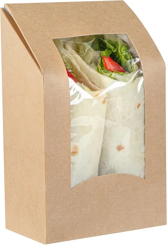 Vista 11 de Restaurantware Cajas de papel para llevar - 1 ventana - Kraft - Ángulo - Caja de 50 ct
