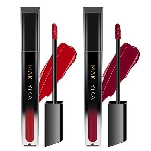Vista 50 de MAKI YIKA Juego de 3 lápices labiales líquidos mate, color negro y rojo Negro/Rojo Oscuro/Desnudo