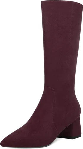 Vista 9 de MOVINSTEPS Botas de tacón bajo grueso con cremallera y puntera puntiaguda para mujer, de 2.0 in Verde militar