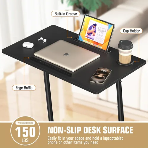 Vista 8 de Eocnrhe Escritorio de caminadora, escritorio móvil de pie pequeño con ruedas para almohadilla para caminar, mesa portátil para laptop, mesa rodante