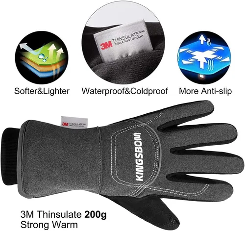 Vista 2 de KINGSBOM -Guantes térmicos impermeables y resistentes al viento de 40 - Guantes térmicos Thinsulate 3M Thinsulate para pantalla táctil de invierno
