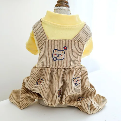 Vista 6 de Ropa de invierno para perro, camisas para mascotas, elegante mono de pana para perros pequeños, overol con pechera para cachorros, overol clásico