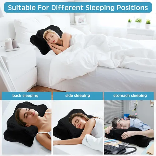 Vista 5 de Hahafelt Funda de Almohada de Terciopelo Cristal Cervical para Cuello (Solo Funda de Almohada) Cubierta de Almohada Ergonómica Cubierta de Almohada