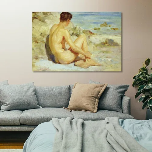 Vista 7 de Henry Scott Tuke, niño en la playa, verano, impresión artística, póster de arte vintage, arte de pared en lienzo, famoso póster de pintura