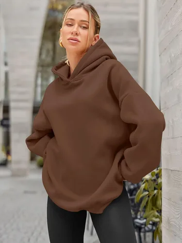 Vista 3 de EFAN Sudaderas con capucha de gran tamaño para mujer, sudaderas de forro polar con capucha, suéteres casuales y cómodos, ropa de moda de otoño 2024
