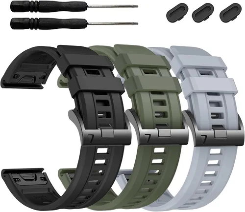 Vista 21 de EZMVZKU Correa de silicona Quickfit de 0.866 in compatible con Garmin Fenix 8/8Pro 1.850 in/Fenix 7/7 Pro/6/6 Pro/5 Plus, correa de reloj