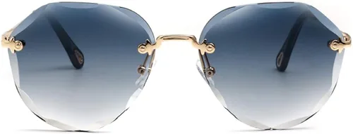 Vista 2 de AEVOGUE - Los lentes de sol para mujer, sin bordes, lentes de corte de diamante, de tamaño grande (AE0534)