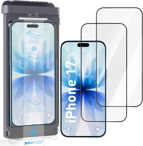 Vista 11 de KUZOOM Protector de pantalla para iPhone, paquete de 2 (negro, iPhone 17 Air)