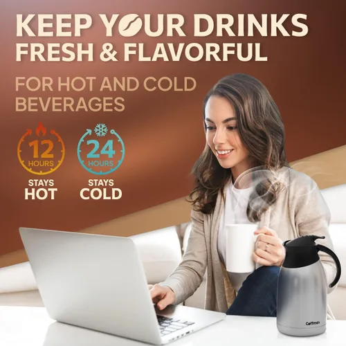 Vista 2 de Jarra de café para mantener el café caliente, jarra térmica aislada al vacío de 68 onzas por Coffmax