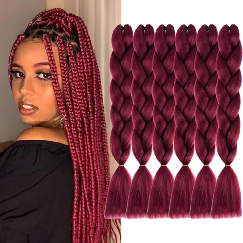 Vista 25 de Beige (613#) 6 paquetes de cabello trenzado de 24 pulgadas, de fibra sintética, sin picazón, extensiones de cabello para trenzar jumbo, textura