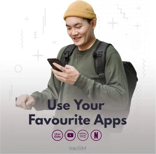 Vista 3 de travSIM Hong Kong Data SIM Datos móviles de 12 GB a velocidades 4G/5G Roaming gratuito en Macao Funciona en dispositivos iOS y Android Plan