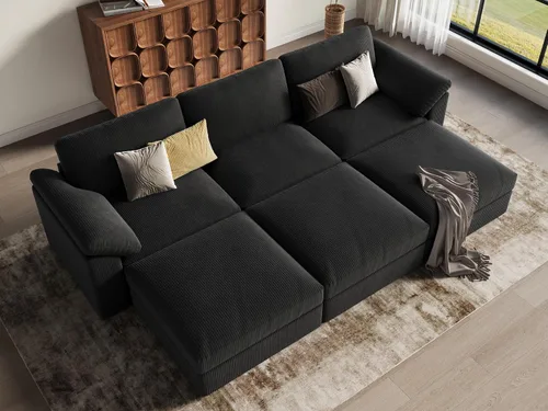 Vista 57 de EASE MOOSE Sofá modular verde seccional de gran tamaño en forma de L Pana verde