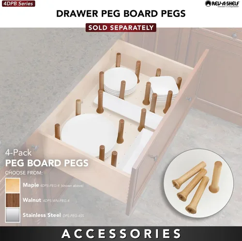 Vista 8 de Rev-A-Shelf sistema de tabla de 9 taquetes para cajón de madera, de 24 x 21 pulgadas