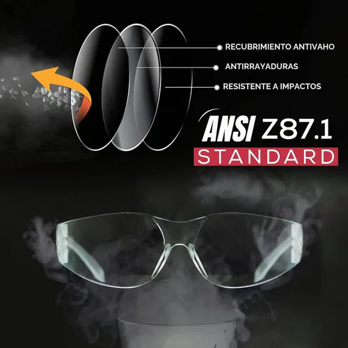 Vista 3 de SAFE HANDLER Hyline Anti Fog Color/Clear Safety Glasses, ANSI Z87.1