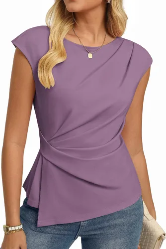 Vista 20 de GRACE KARIN Tops de verano 2026 para mujer, camisa elegante con peplum