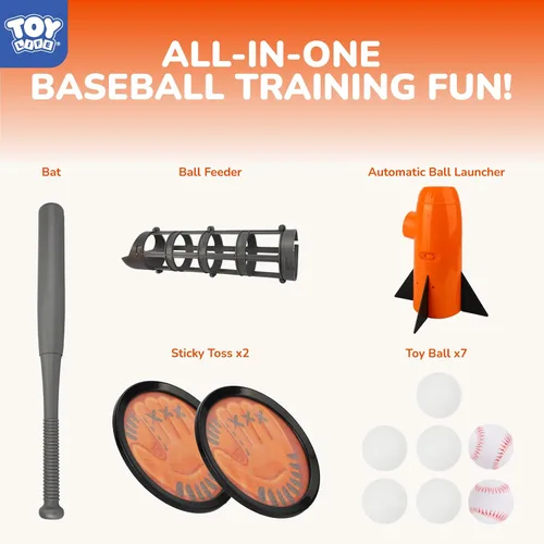 Vista 5 de Máquina de lanzamiento de béisbol TOY Life para niños, juego de entrenamiento de T-ball – Máquina de lanzamiento para niños pequeños con lanzador