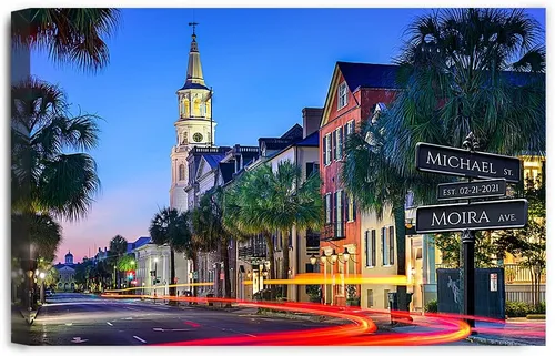 Vista 103 de IPIC - Personalized Framed Canvas with Custom Street Sign in Boston Personalized Street Signs with Names, Custom Canvas Print, Boston Sunset